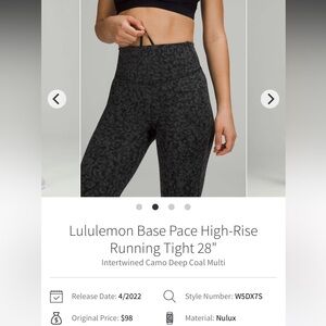 Lululemon base pace high rise running tight